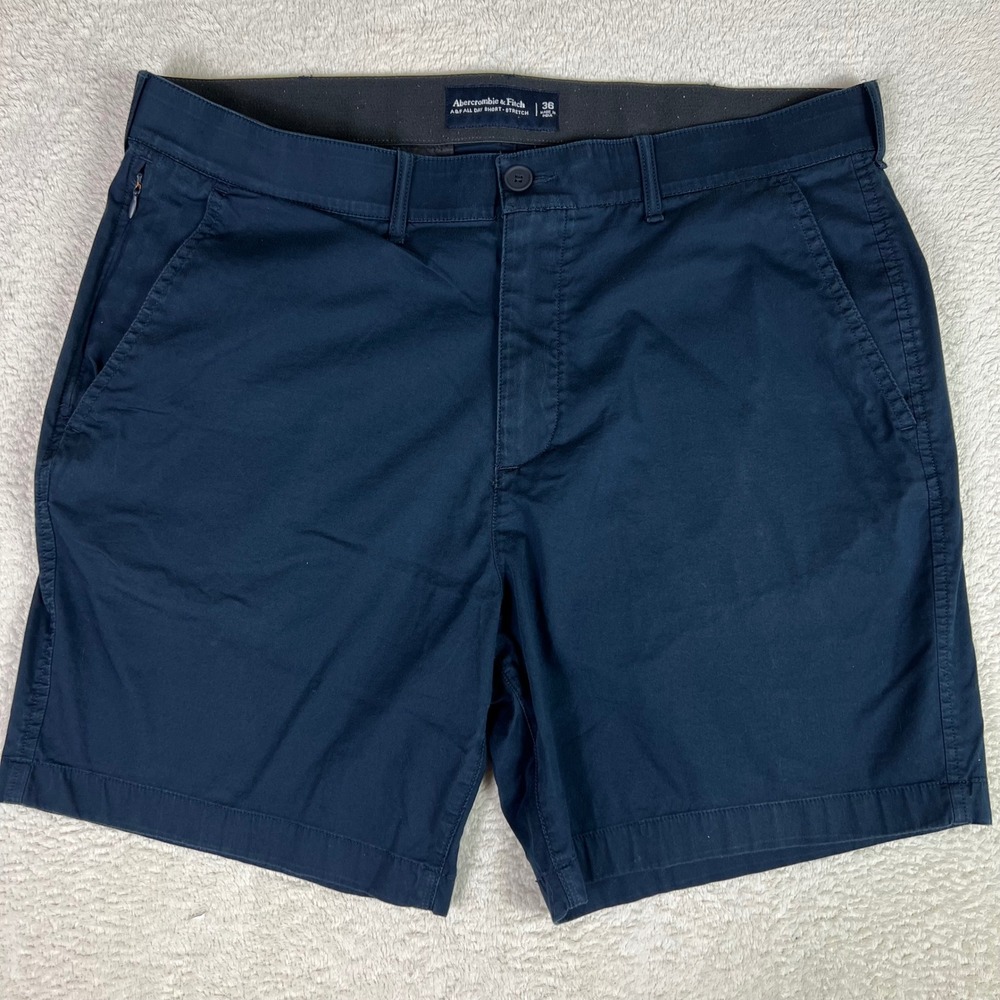 Abercrombie & Fitch All Day Shorts Mens 36 Navy Blue Stretch Chino 7in Inseam